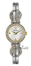Bulova Crystals Ladies Two Tone MOP Dial