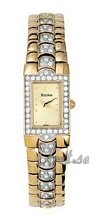 Bulova Crystals Ladies Gold Tone Creme Dial