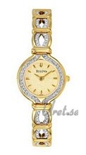 Bulova Crystals Ladies Gold Tone Creme Dial