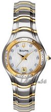 Bulova Diamonds Ladies Two Tone Silver Dial