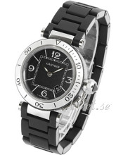 Cartier Pasha Seatimer Lady Black Dial Steel/Rubber Bracelet