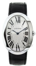 Cartier Baignoire Silver Dial Croco Strap