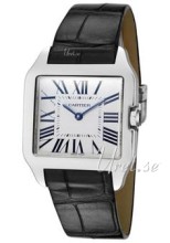 Cartier Santos Dumont Silver Dial White Gold Leather Ladies