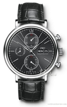 IWC Portofino Chronograph Black Dial Croco Strap IWC Portofino Chronograph Black Dial Croco Strap