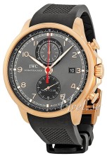 IWC Portuguese Black Dial Rose Gold Rubber Strap
