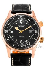 Longines Heritage Black Dial Croco Strap Black