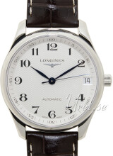 Longines Master Silver Dial Croco Strap Brown