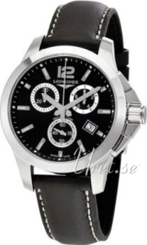 Longines Conquest Black Dial Leather Strap Black Longines Conquest Black Dial Leather Strap Black
