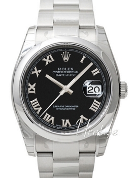 Rolex Datejust Black Dial Oysterlock Bracelet Roman