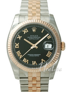 Rolex Datejust Black Dial Rose Gold / Steel Jubilee Bracelet