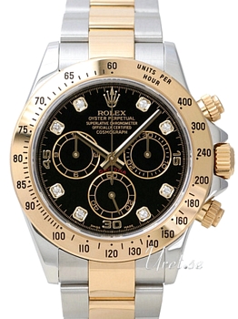 Rolex Daytona Black Diamond Dial Yellow Gold/Steel Oysterlock Br