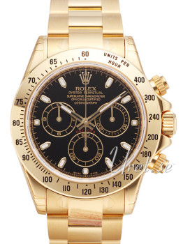 Rolex Daytona Black Dial Yellow Gold Oysterlock Bracelet