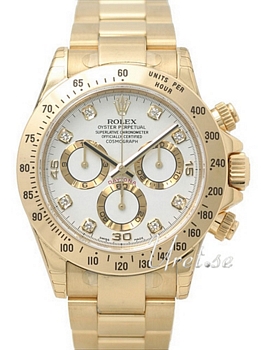 Rolex Daytona White Dial Yellow Gold Diamond Oysterlock Bracelet