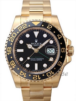 Rolex GMT-Master II Black Dial Yellow Gold Oysterlock Bracelet