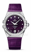 Omega Constellation 35 mm Purple Dial Leather Strap
