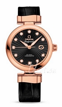Omega Ladymatic Black Dial Croco Strap