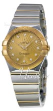 Omega Constellation Polished 27 mm Yellow Gold Steel Champagne D