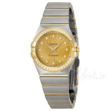 Omega Constellation Brushed 27 mm Yellow Gold Steel Champagne Di