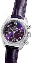 Omega Speedmaster Ladies Purple Dial Leather Diamond