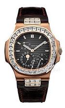 Patek Philippe Nautilus Black Dial Croco Strap