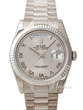 Rolex Day-Date Silver Dial White Gold President Bracelet