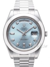 Rolex Day-Date II Blue Dial Platinum Diamond Index