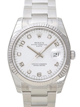 Rolex Perpetual Date Silver Dial Diamond Oyster Bracelet