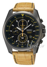 Seiko Chronograph Musta/Nahka �41 mm