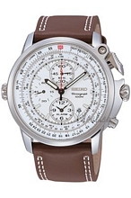 Seiko Chronograph White Dial Brown Leather