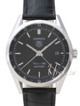 TAG Heuer Carrera Twin Time Black Dial Black Leather TAG Heuer Carrera Twin Time Black Dial Black Leather