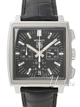 TAG Heuer Monaco Chronograph Black Dial Croco Leather
