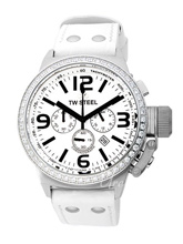 TW Steel Canteen White Dial Leather Strap
