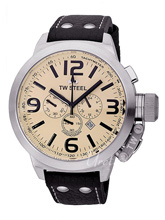TW Steel Canteen Beige Dial Leather Strap
